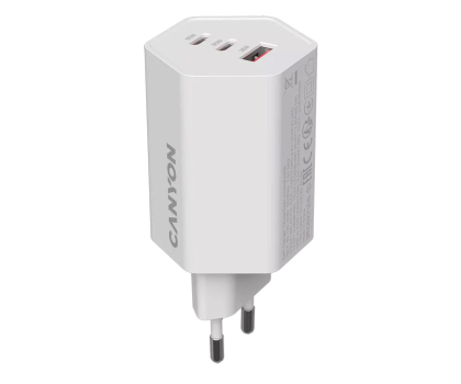 Ładowarka do smartfonów CANYON Ładowarka sieciowa HEXAGON 65 GaN 65W 2xPD 1xQC EU Biała